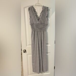 Max Studio Black and White Striped Jumpsuit Size XL